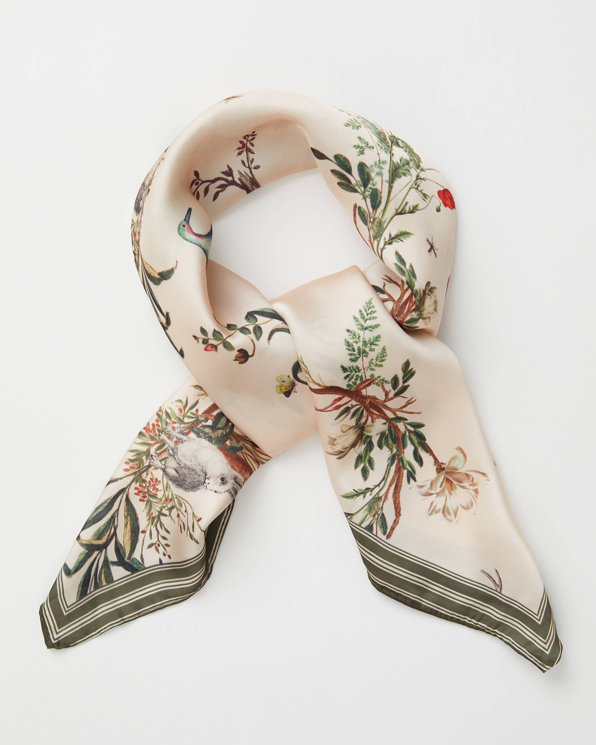 Toile de Jouy Olive Green Square Scarf