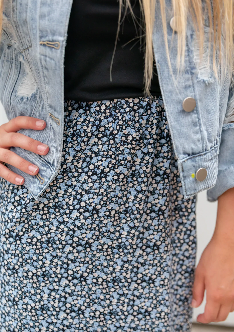 Slip Skirt in True Blue Blossom - Lark & Lily Boutique