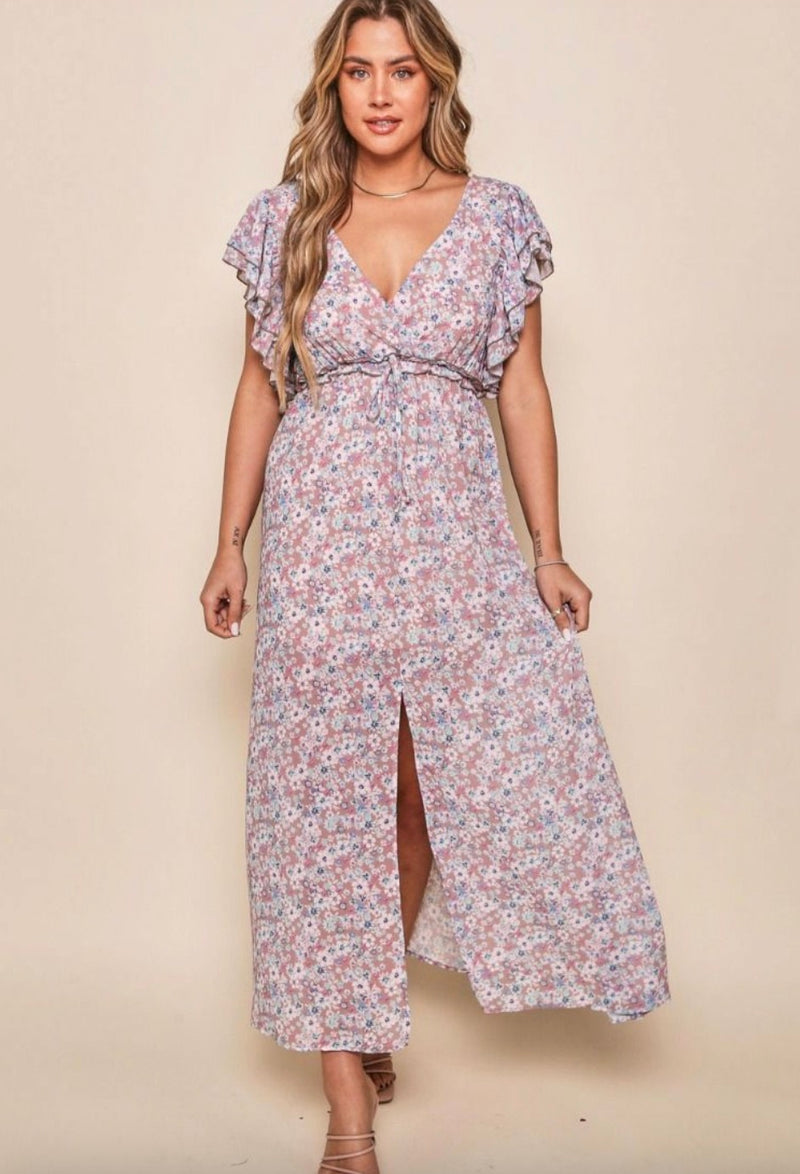 Ruffle Sleeve Floral Maxi Dress - Lark & Lily Boutique