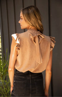 Daphne Suede Ruffle Sleeve Top - Lark & Lily Boutique