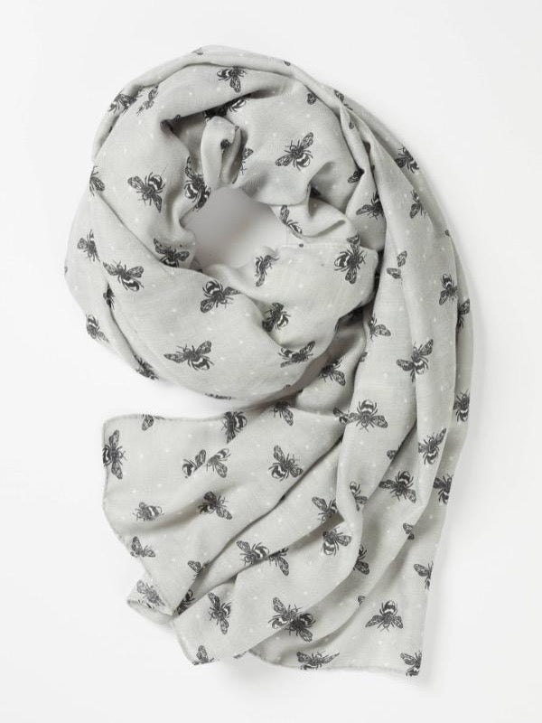 Bumble Bee Print Scarf- Grey - Lark & Lily Boutique