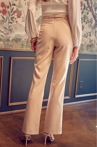 Split Front High Waist Trouser- Beige - Lark & Lily Boutique
