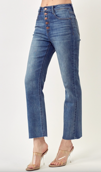 Hadley Button Front Straight Leg Denim - Lark & Lily Boutique