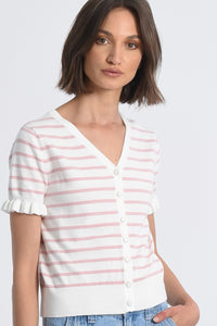 Lille Striped Short Sleeve Cardigan - Lark & Lily Boutique