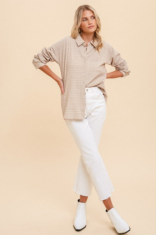 Corrine Textured Stitch Button Up Shirt - Lark & Lily Boutique