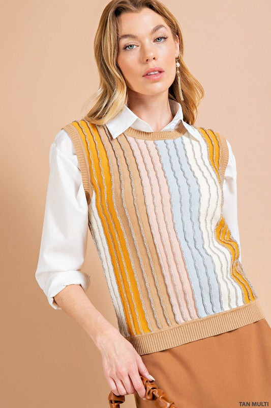 Shimmer Striped Sweater Vest