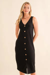 Ribbed Button Front Midi Dress