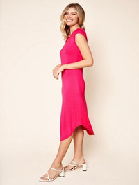 Seville Jersey Knit Asymmetric Midi Dress- Fuchsia - Lark & Lily Boutique